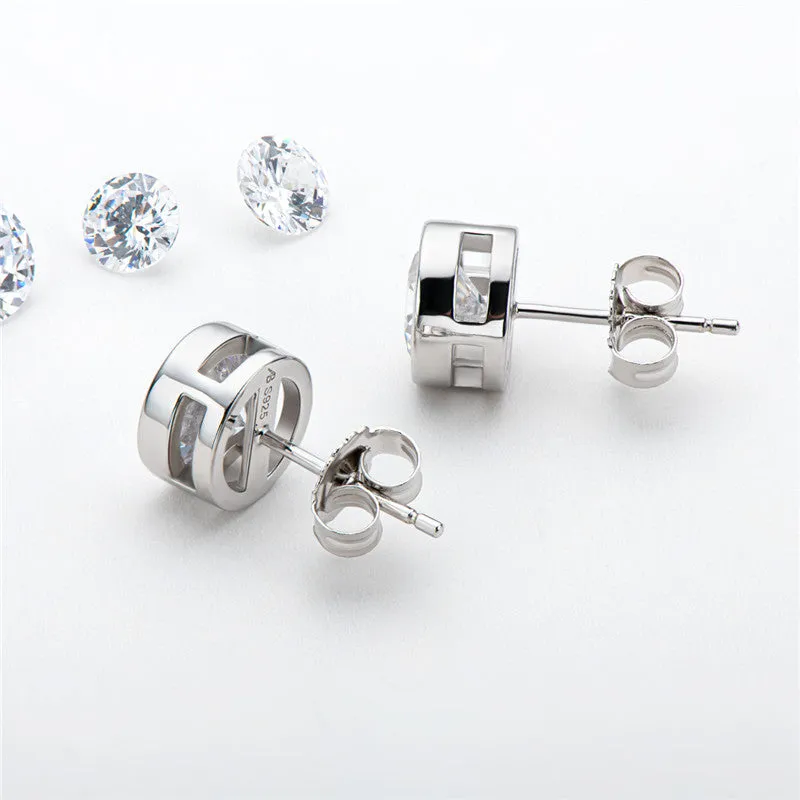 Round Cut Created White Diamond Stud Earrings