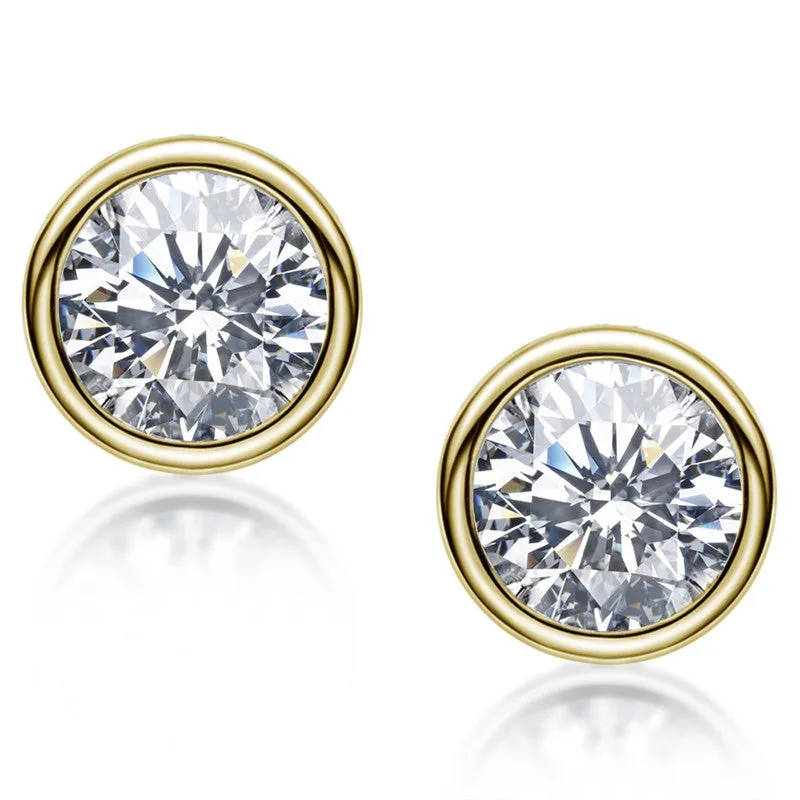 Round Cut Created White Diamond Stud Earrings