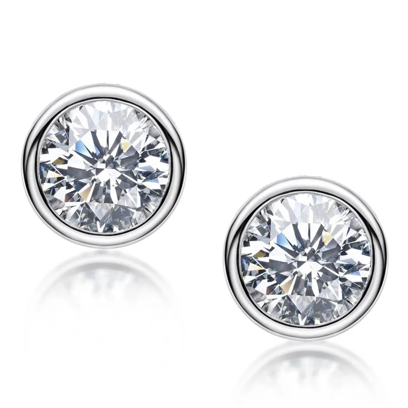 Round Cut Created White Diamond Stud Earrings
