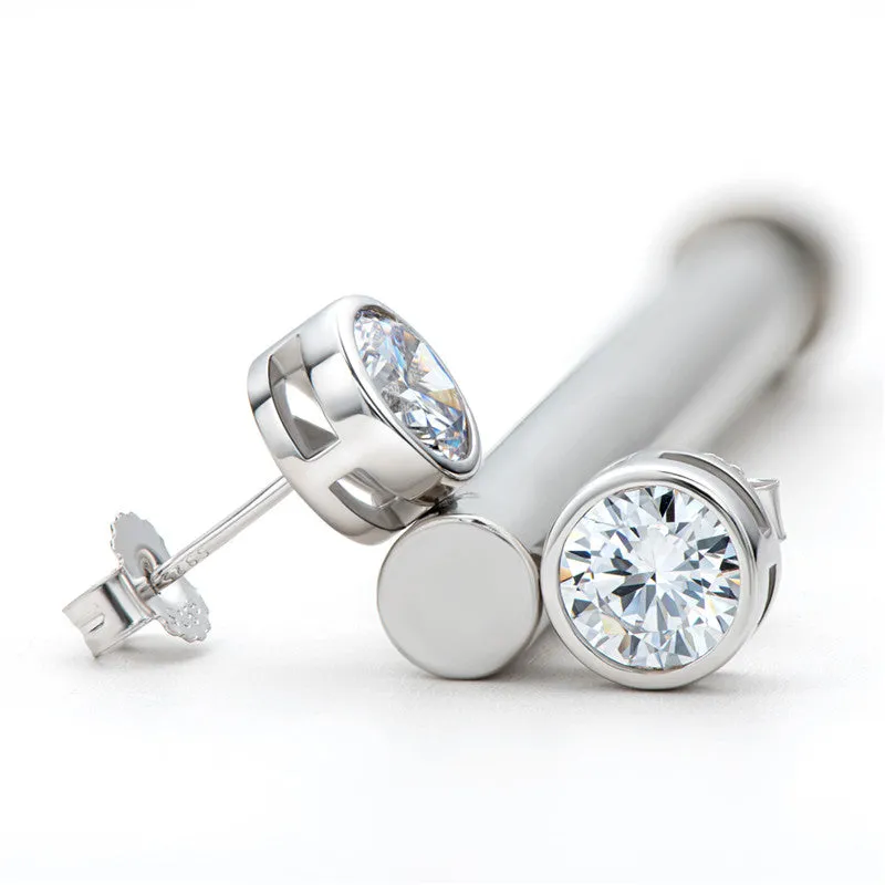 Round Cut Created White Diamond Stud Earrings