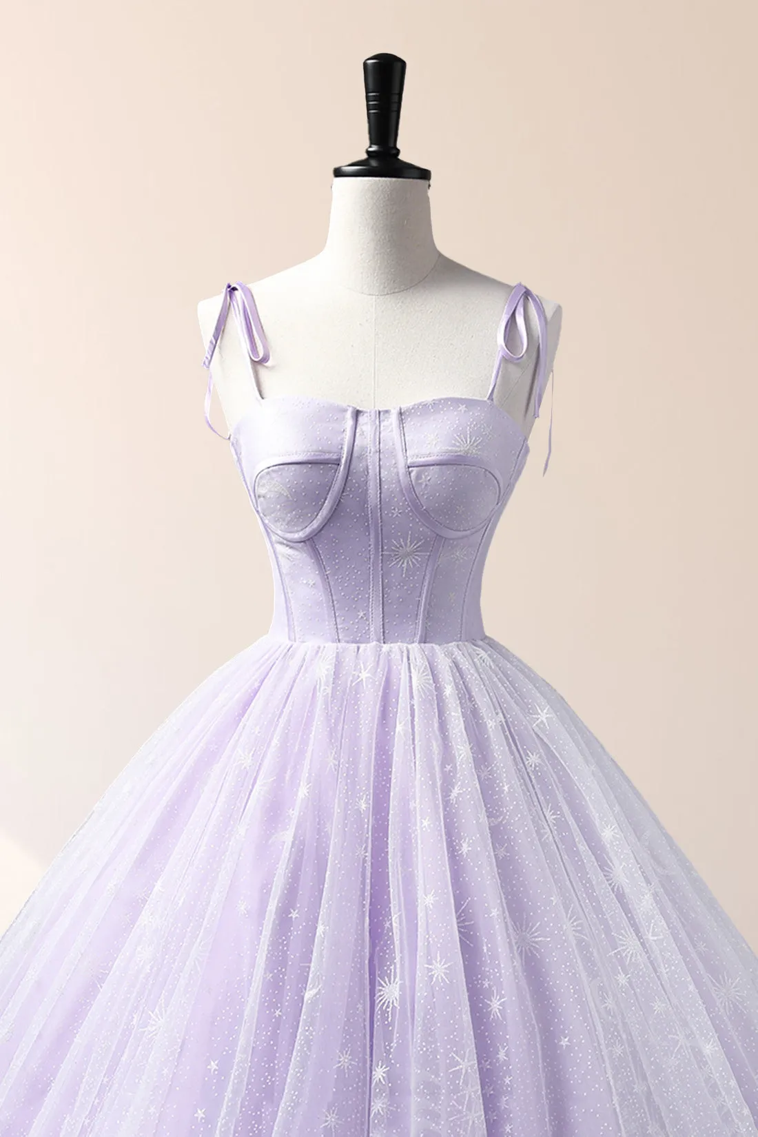 Roycebridal Roycebridal Janelle | Lavender Tulle Straps Floor Length Evening Dress, Lavender A-Line Prom Dress