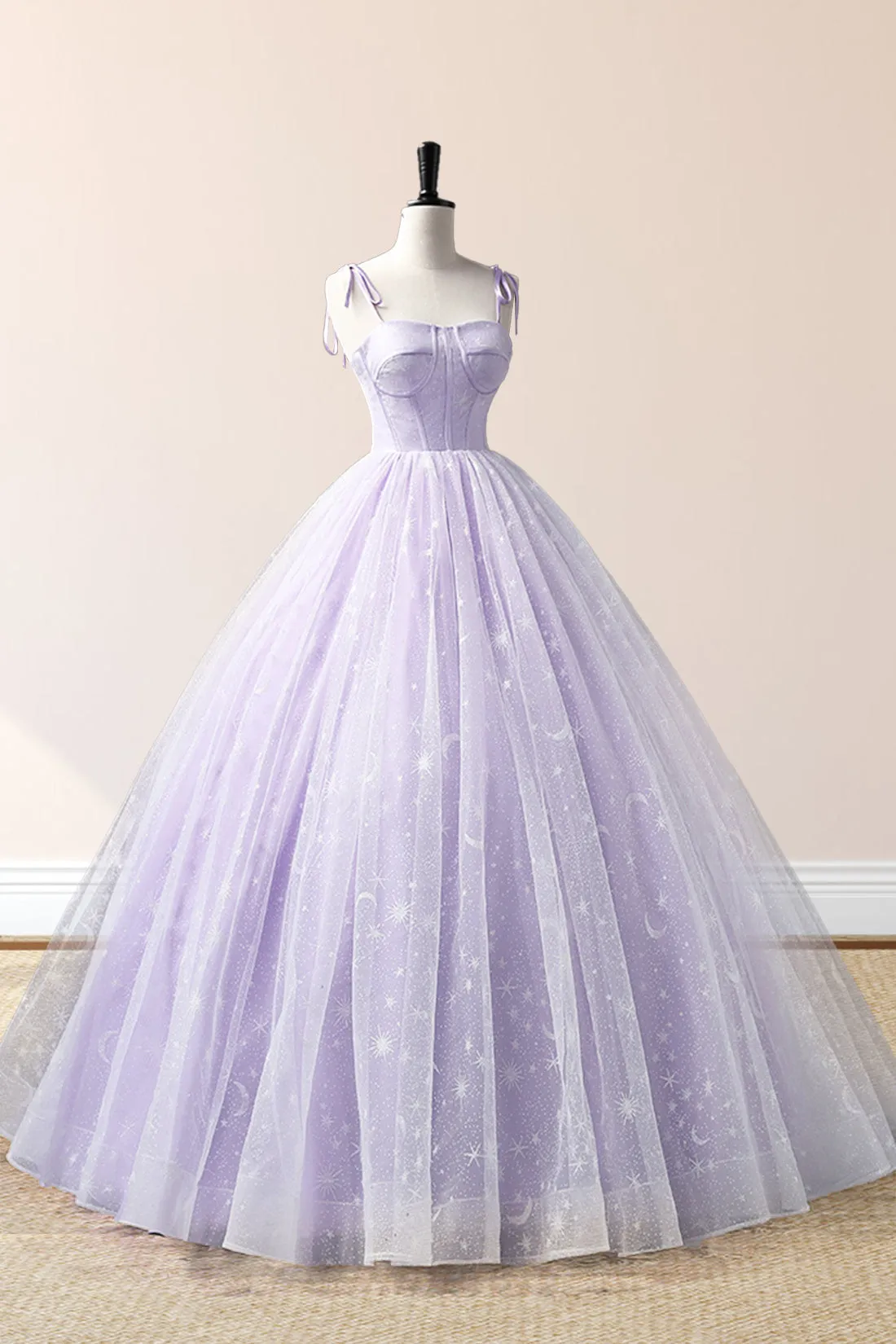 Roycebridal Roycebridal Janelle | Lavender Tulle Straps Floor Length Evening Dress, Lavender A-Line Prom Dress
