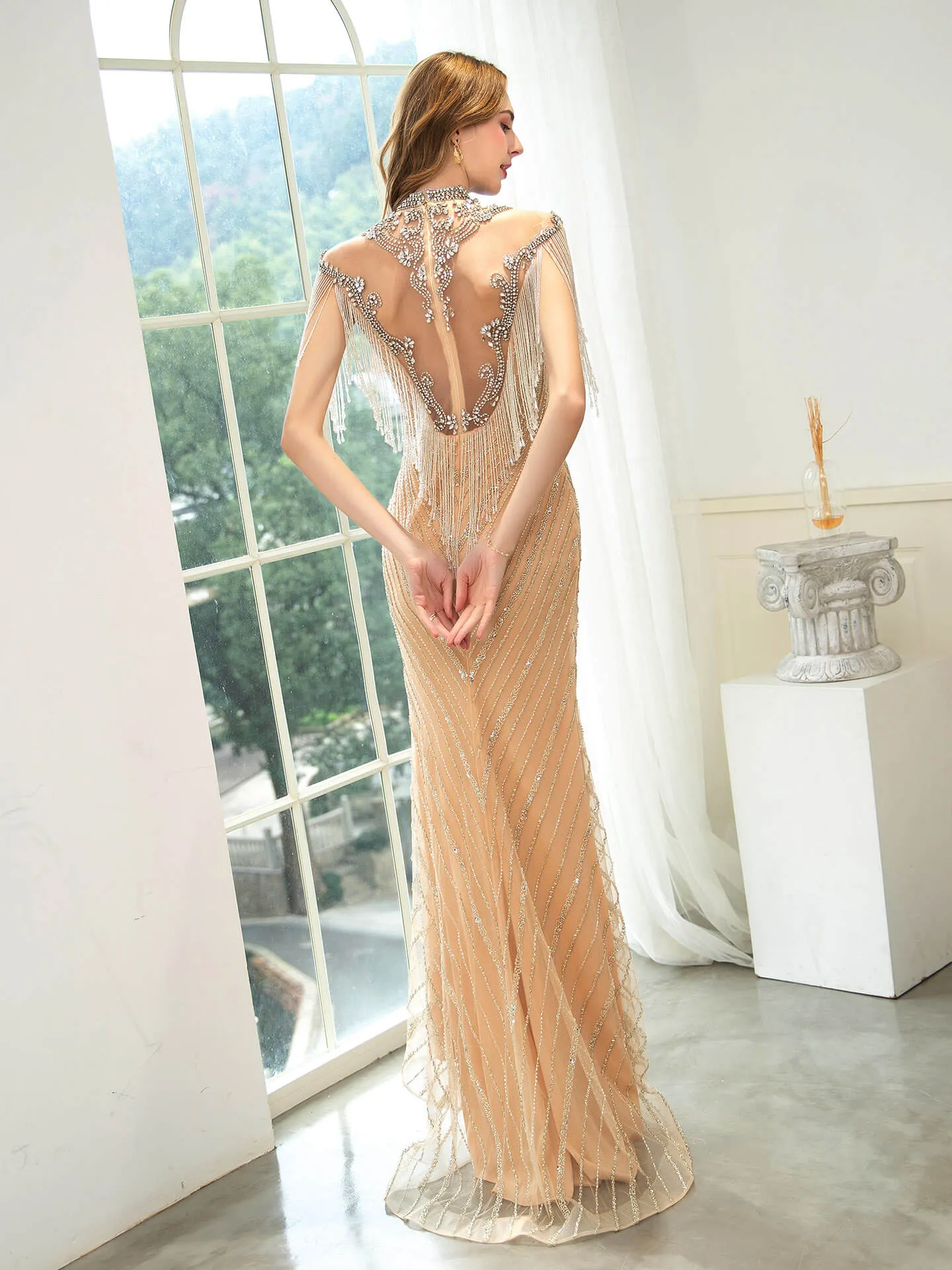 Roycebridal Roycebridal Mermaid / Trumpet Beaded Luxurious Sexy Formal Evening Dresses Sleeveless Floor Length Prom Dresses