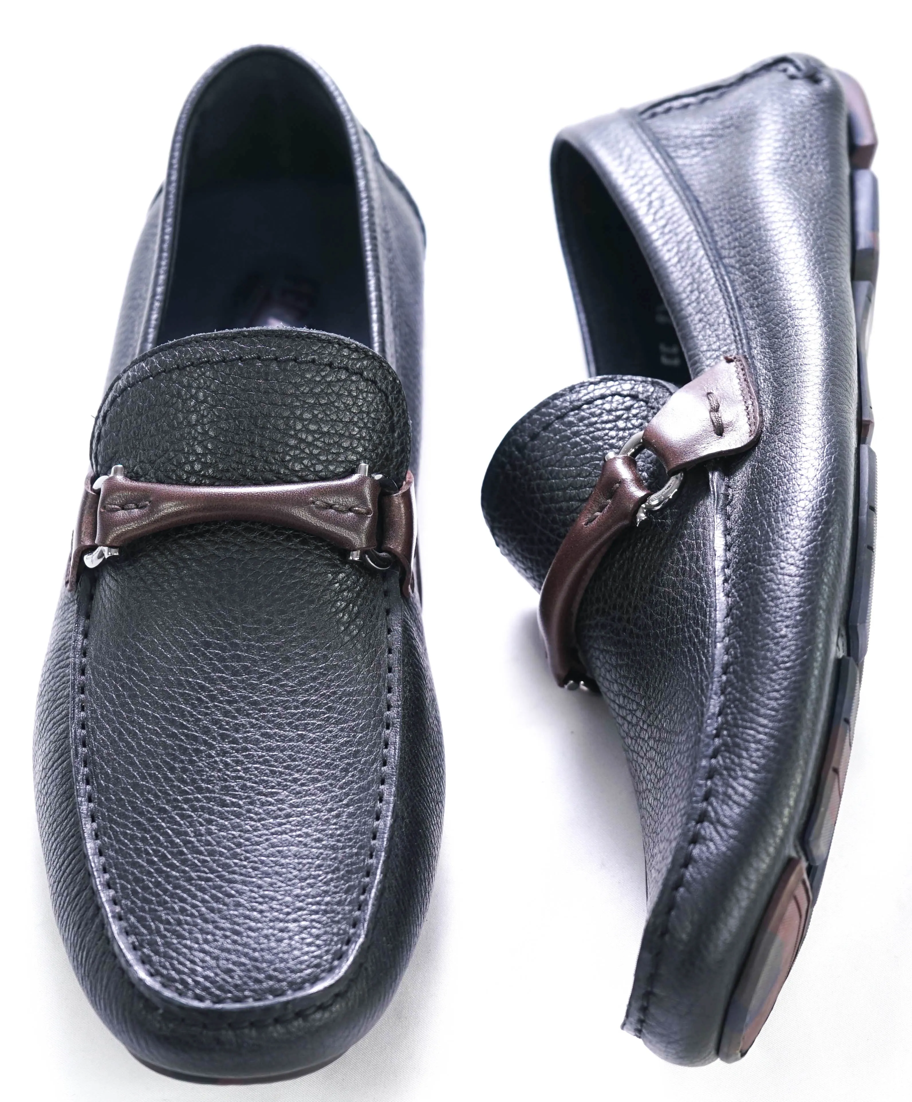 SALVATORE FERRAGAMO - Black/Brown Camp Sole Gancini Loafer- 9.5 EE