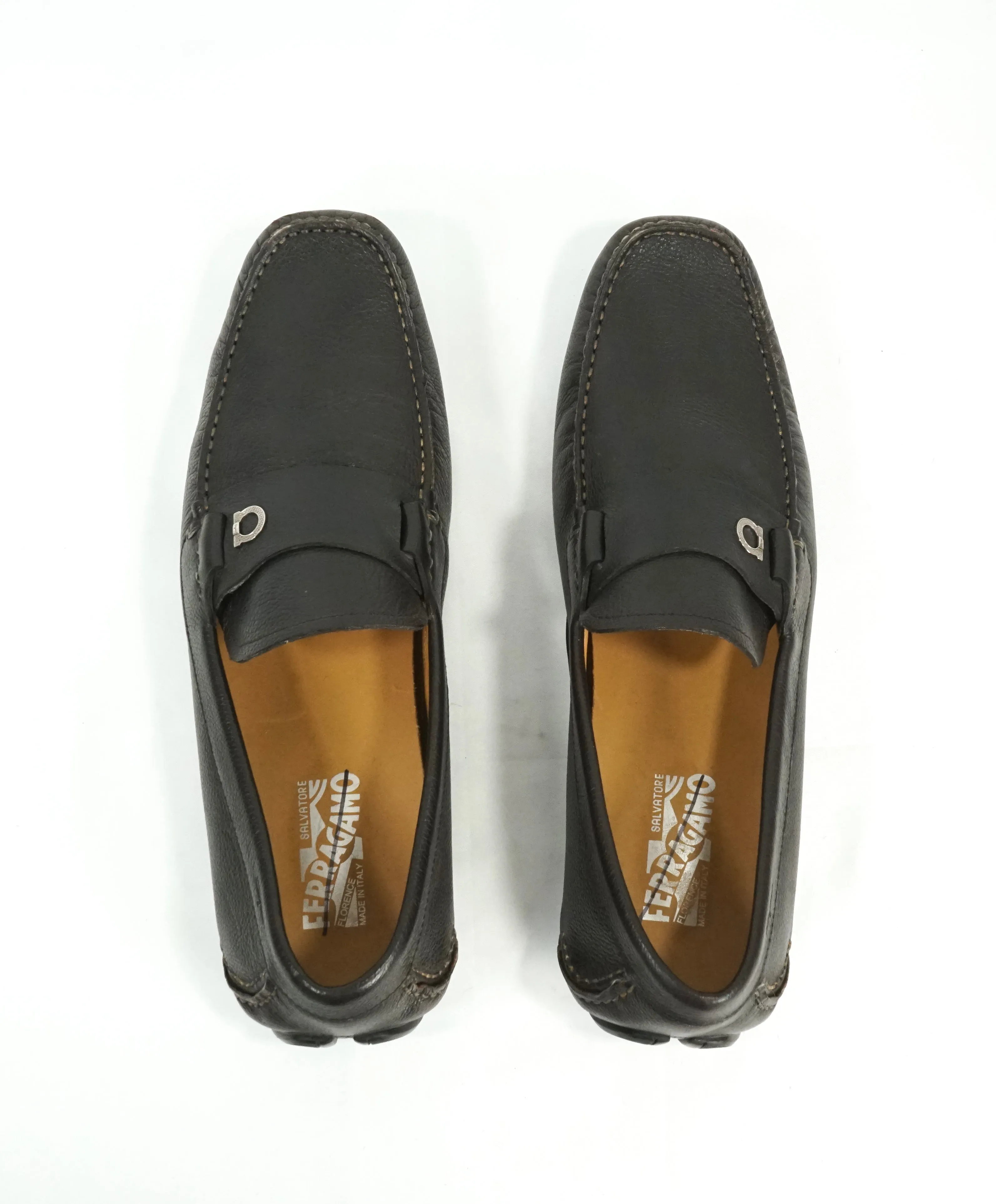 SALVATORE FERRAGAMO - Brown Leather Side Gancio Bit Loafer - 11.5 D