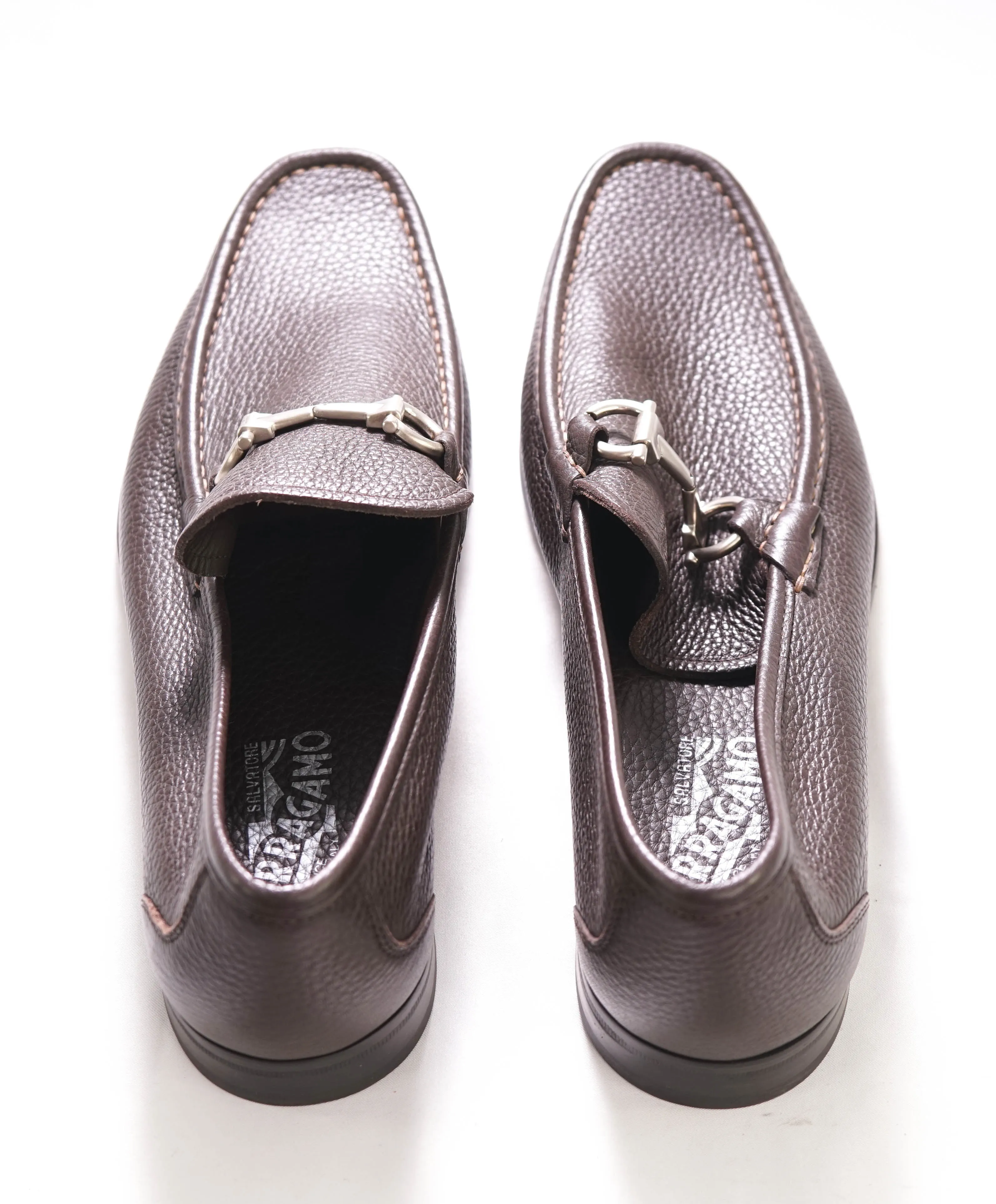 SALVATORE FERRAGAMO - “Magnifico” Brown Slip-On Loafer Logo Bit - 11.5