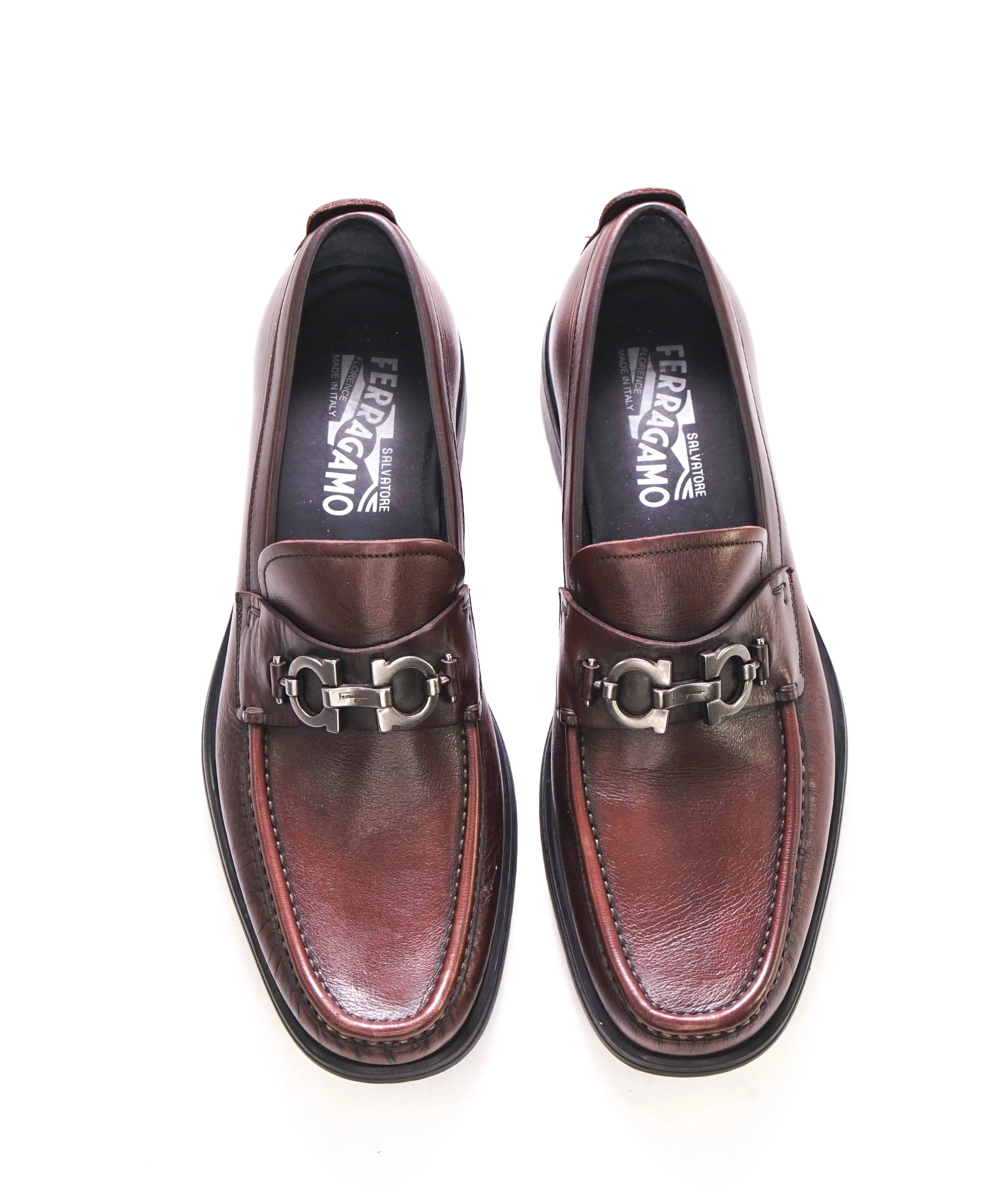 SALVATORE FERRAGAMO - "DAVID" Brown Lug Sole Gancini Loafer - 9 D US