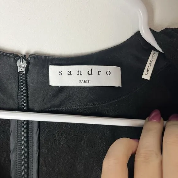 Sandro | Wrap-Over Crepe Black Jane Dress Cocktail Small