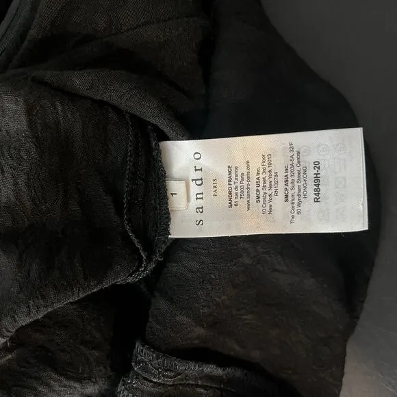 Sandro | Wrap-Over Crepe Black Jane Dress Cocktail Small