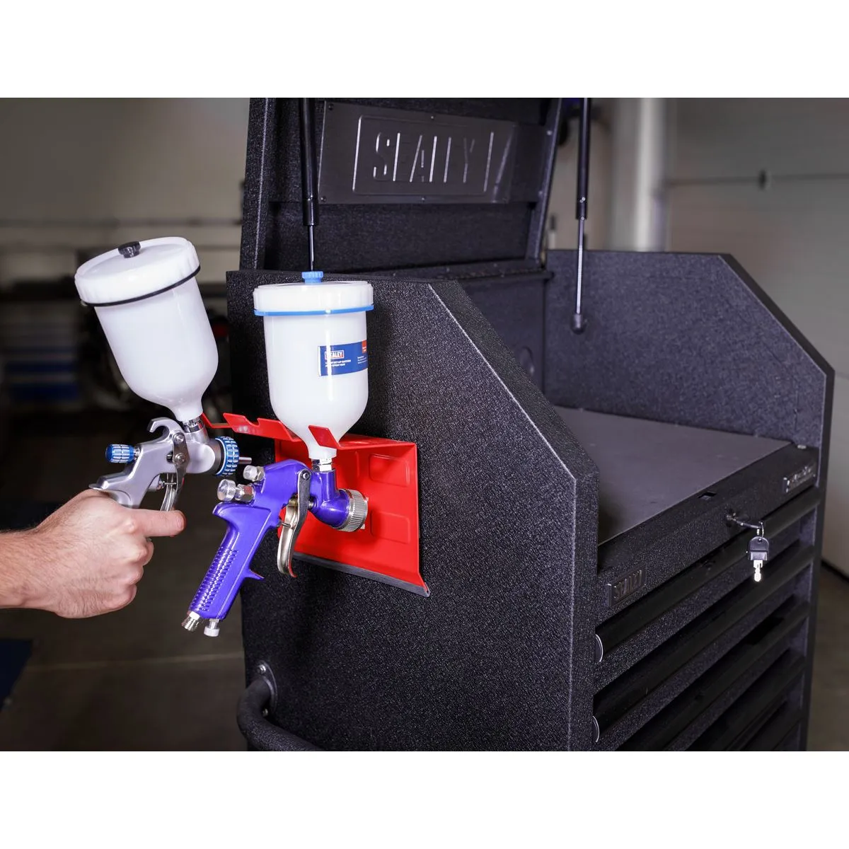 Sealey Magnetic Spray Gun Holder 2 Gun Heavy Duty Bracket