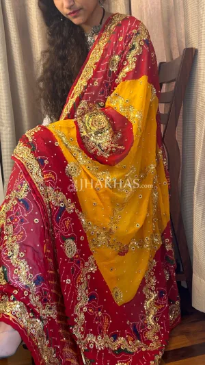 Shop Yellow And Red Bandhej Wedding Chunri