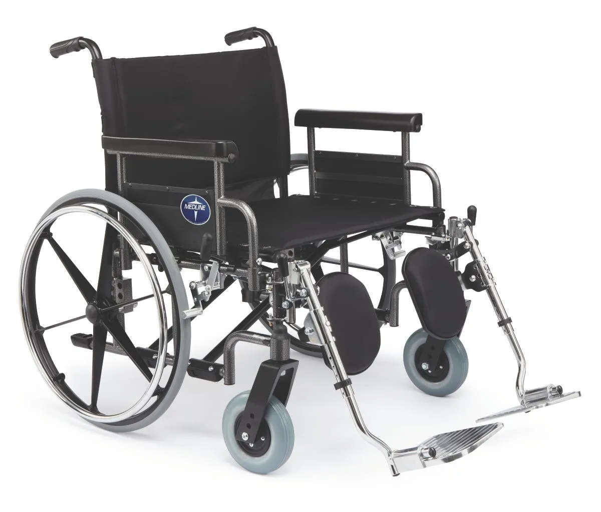 Shuttle Extra-Wide Bariatric Wheelchair with Removable Desk Length Arms and Elevating Legrests, 24"