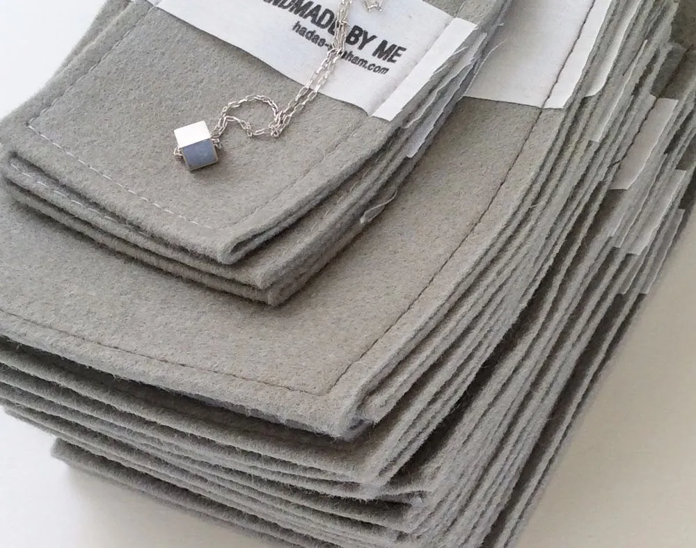 Silver & Concrete Tiny Geometric Cube Necklace