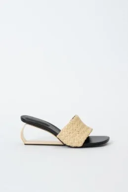 SIMKHAI - Frame Raffia Metal Heel Wedge - Black