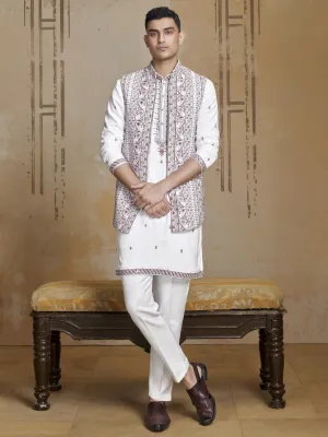Sophasticated Ivory Embroidered Indo Western Set