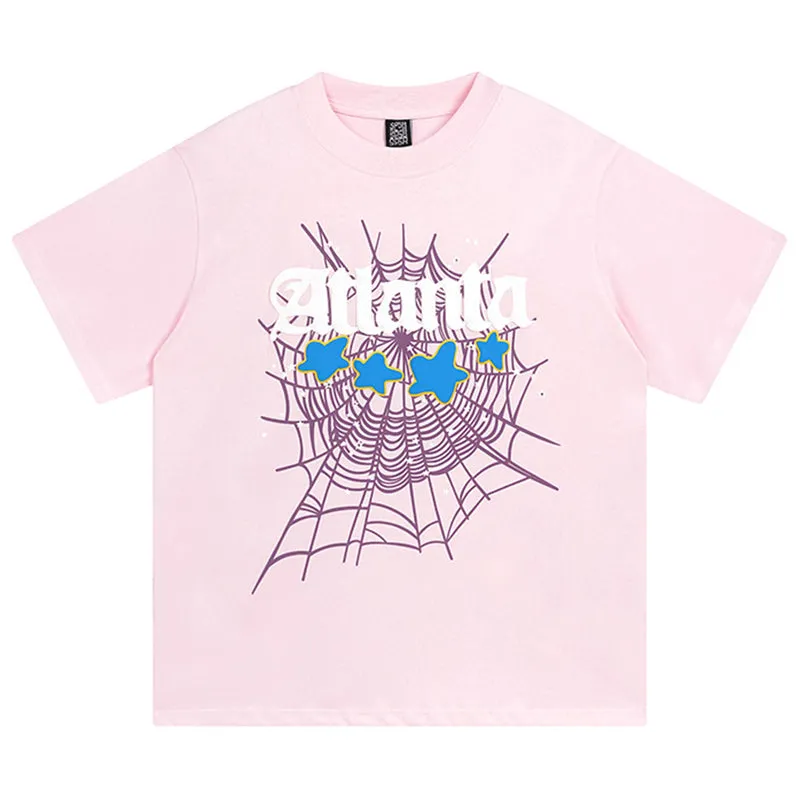 Sp5der Atlanta Print T-Shirt Pink