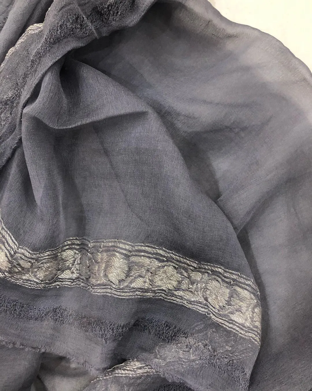 Steel Grey Banarasi Khaddi Georgette Elegant Saree