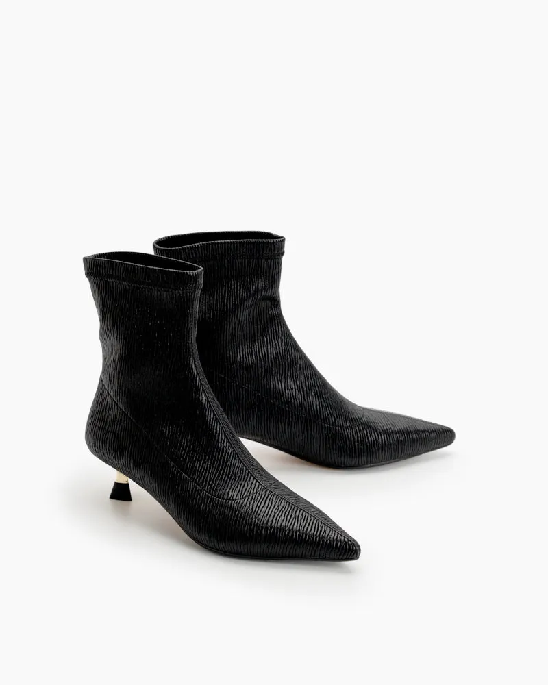 Stiletto Kitten Heel Pointed Toe Ankle Boots