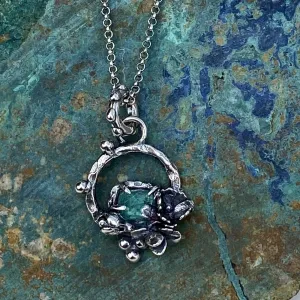 Succulents and Apetite rose cut sterling silver necklace
