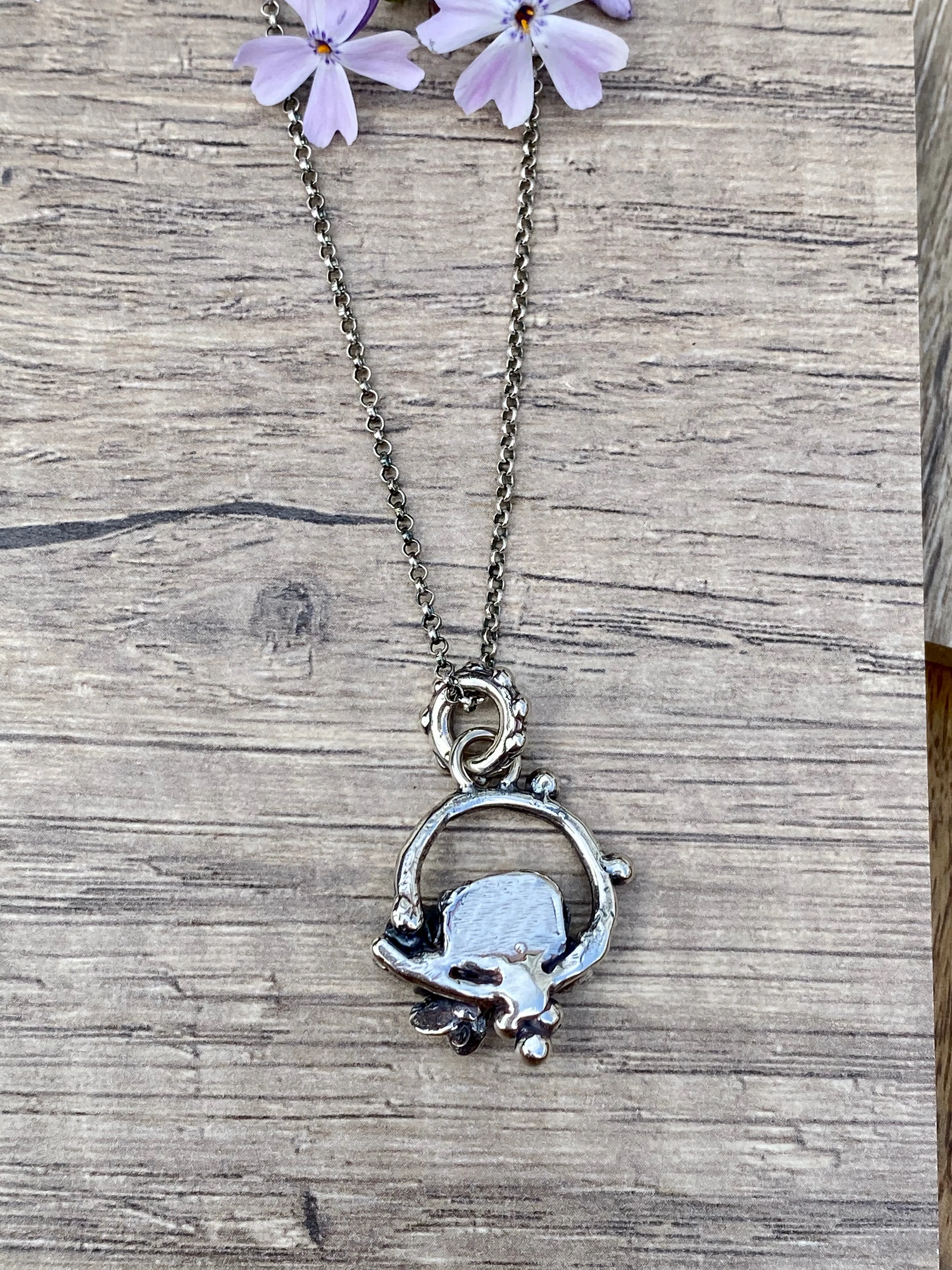 Succulents and Apetite rose cut sterling silver necklace