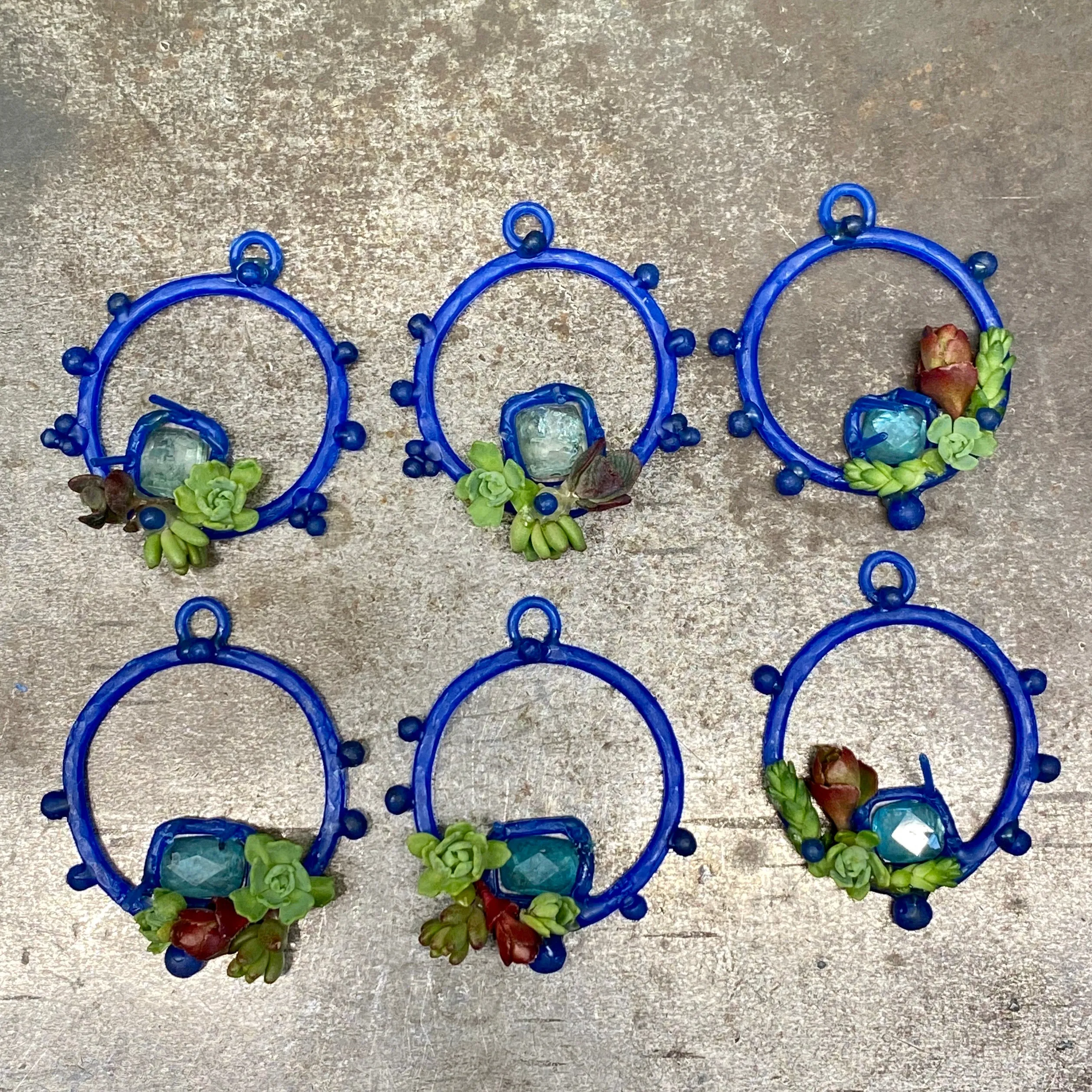 Succulents and pale green Tourmaline hoop Earrings
