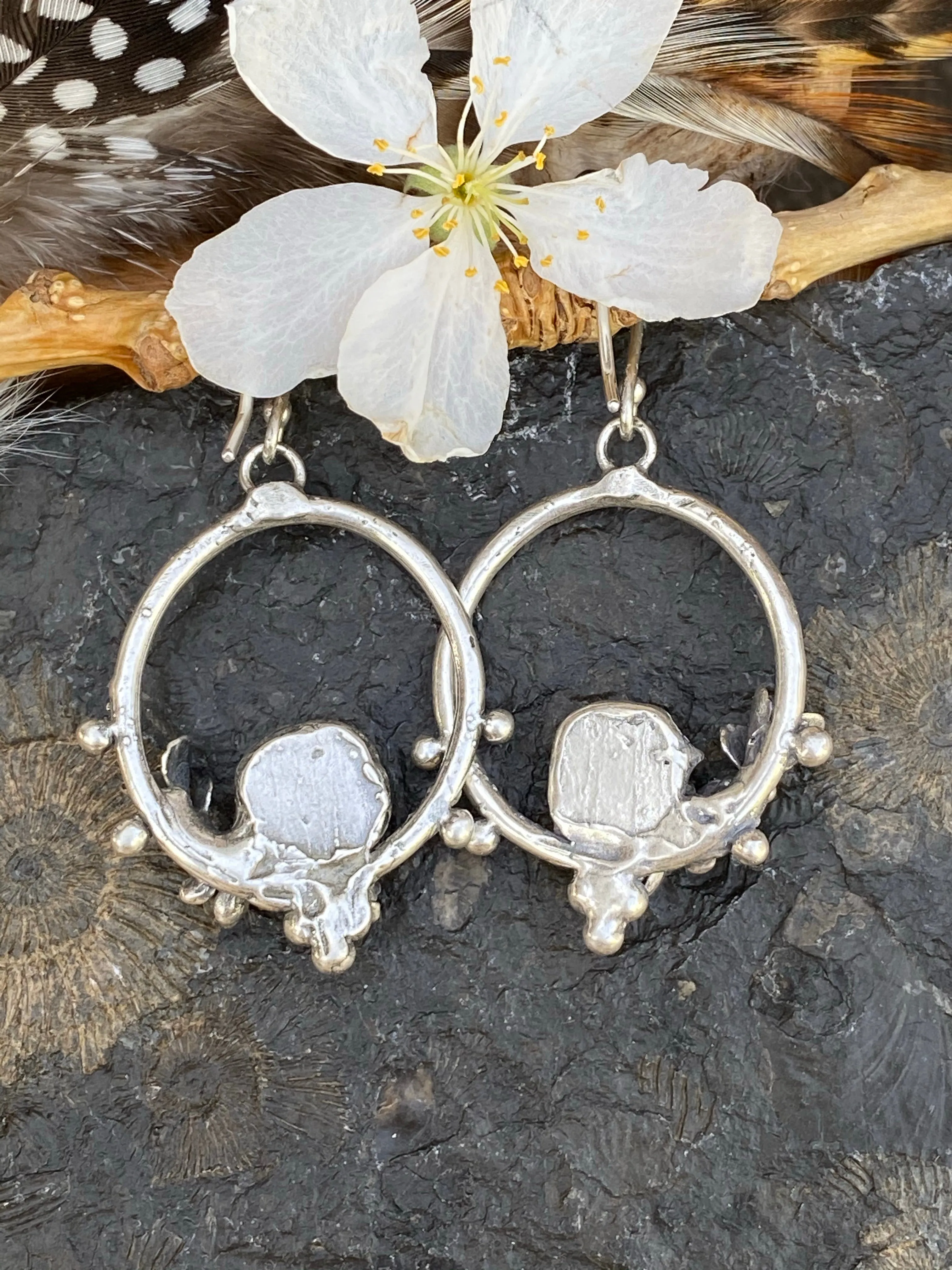 Succulents and pale green Tourmaline hoop Earrings