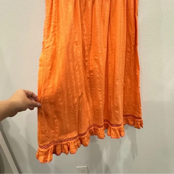 Sundance Orange Sleeveless Lace Dress Size Medium 100% Cotton