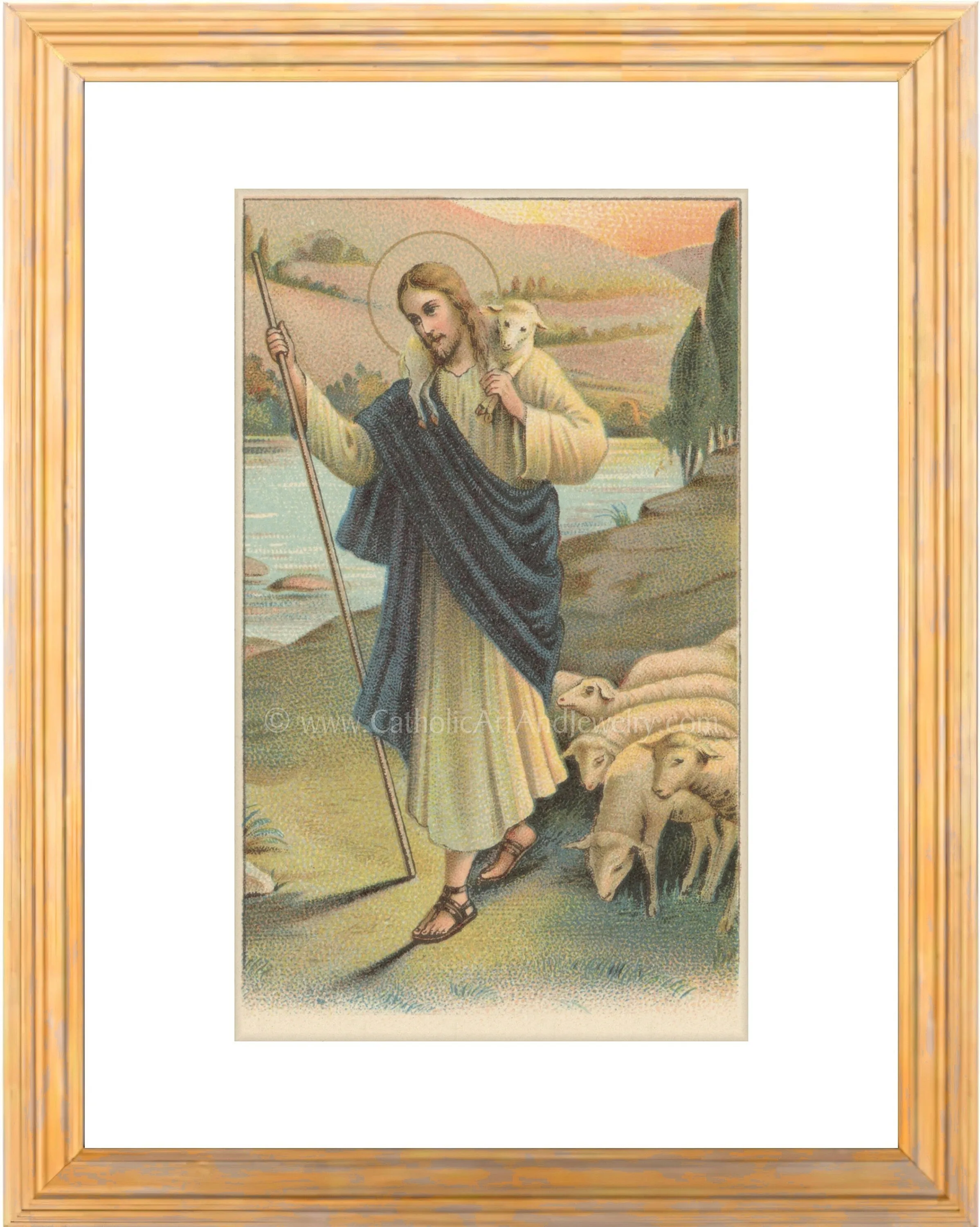 The Good Shepherd – based on a Vintage Prayer Card – Christian Art Print– Christian Gift