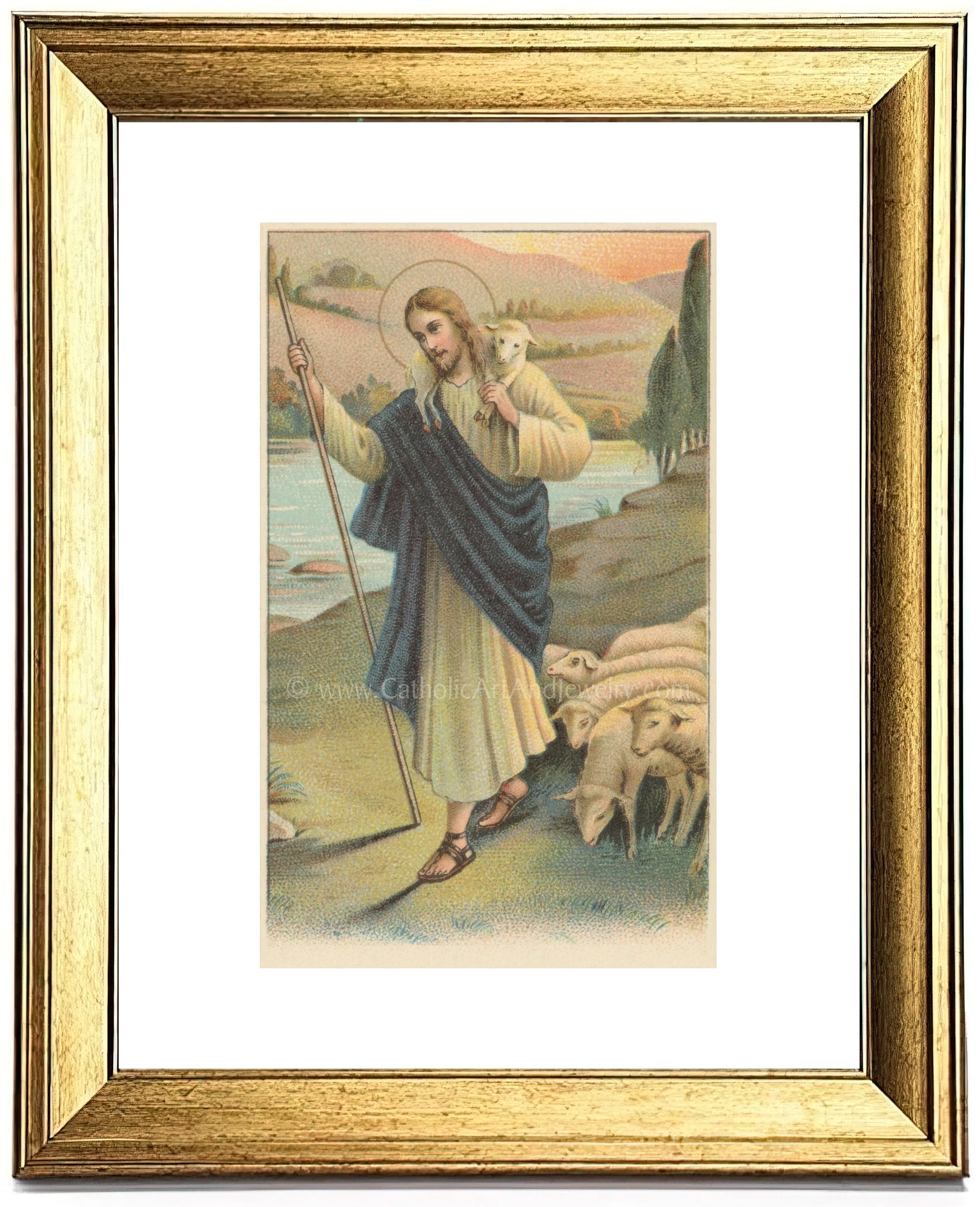 The Good Shepherd – based on a Vintage Prayer Card – Christian Art Print– Christian Gift