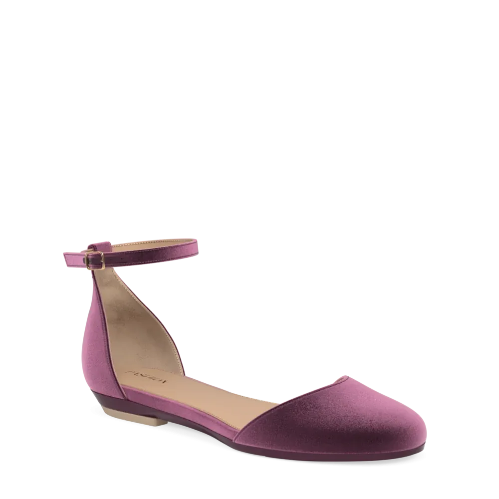 The Jocelyn - Sugar Plum Velvet Flat - FINAL SALE
