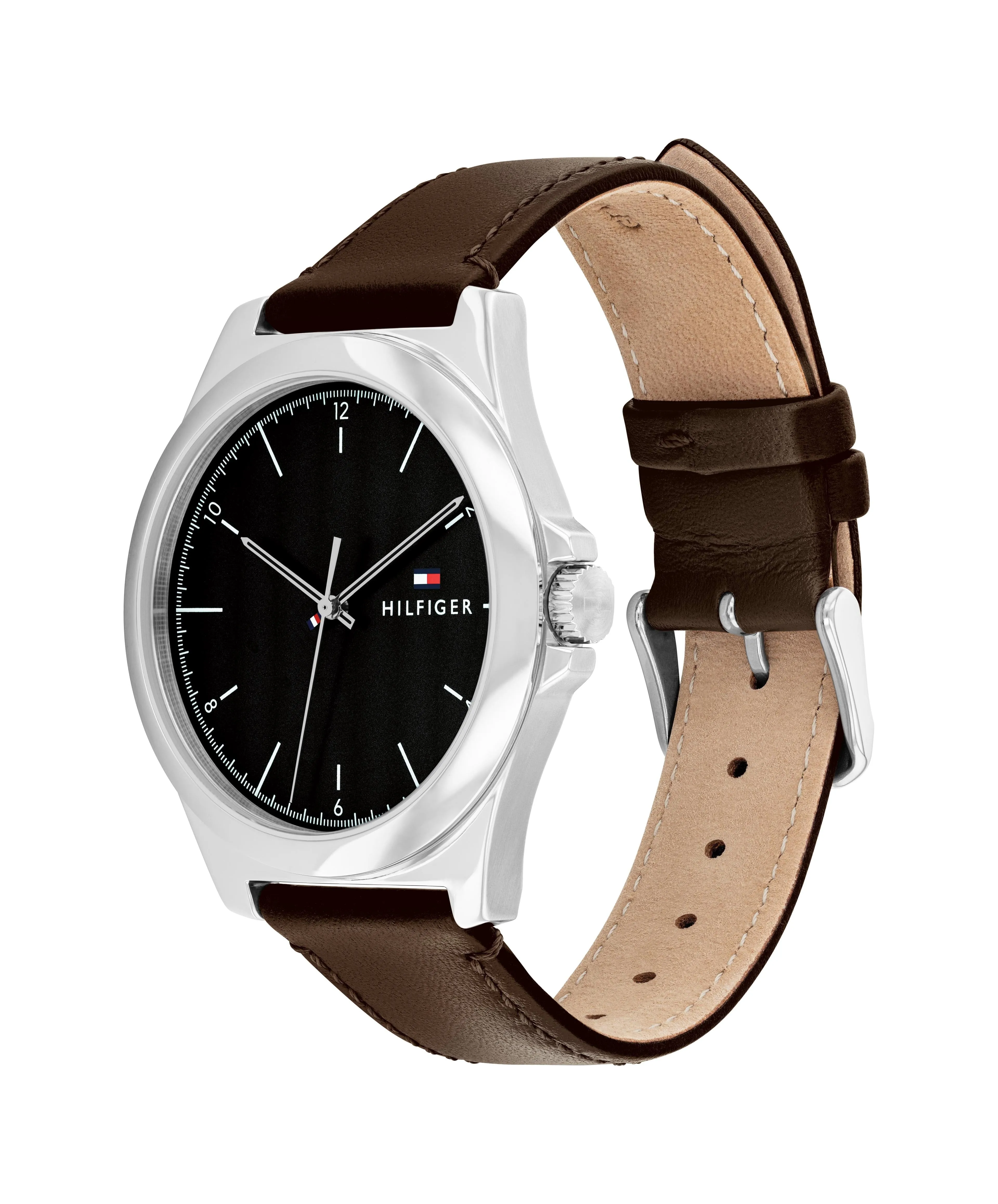 Tommy Hilfiger Norris Dark Brown Leather Black Dial Men's Watch 1710601