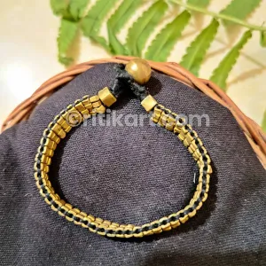 Traditional Tribal Bracelet with Square shaped Beads Embedded