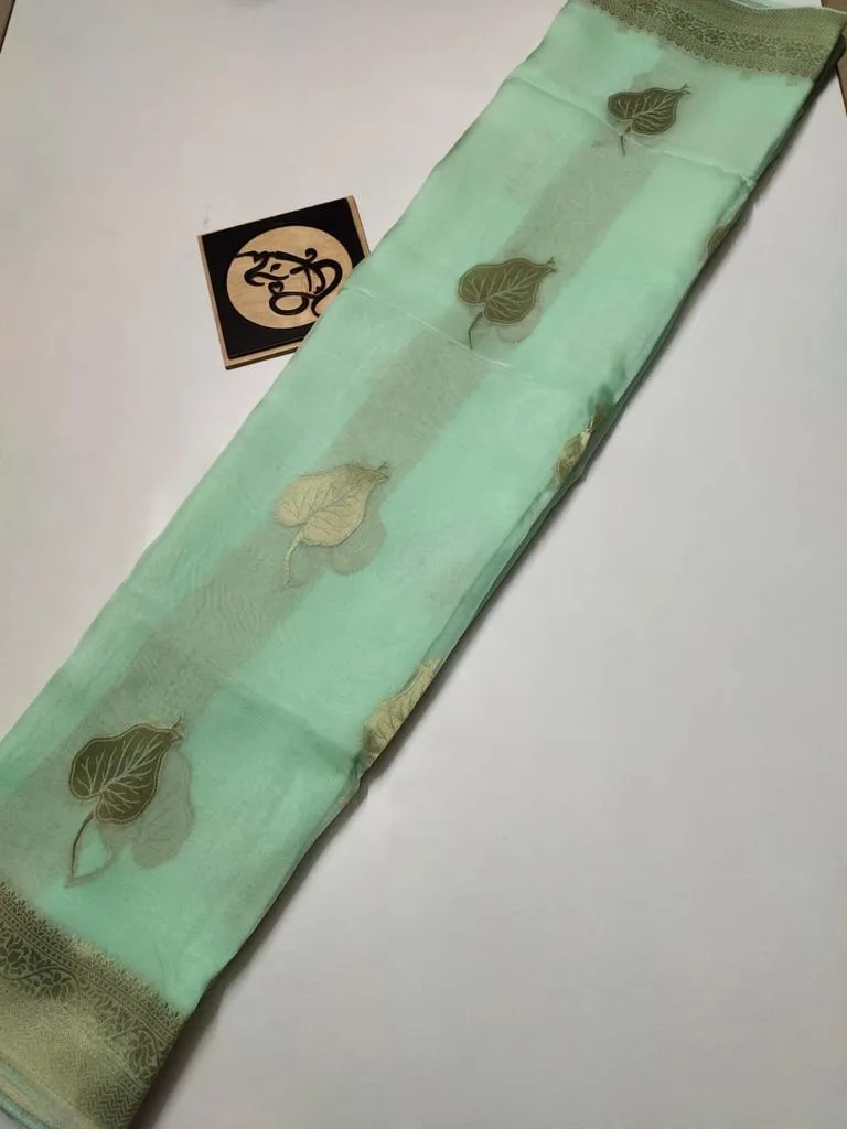 Trending Mint Green Banarasi Soft Silk Saree