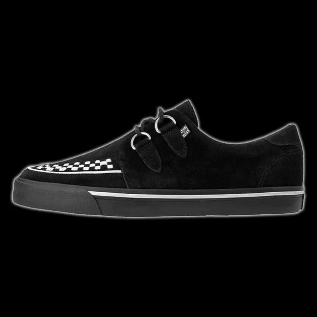 TUK - Black   White Suede D-Ring VLK Creeper Sneaker Shoe
