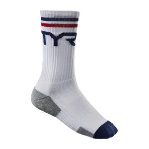 TYR Crew Socks - White/Navy