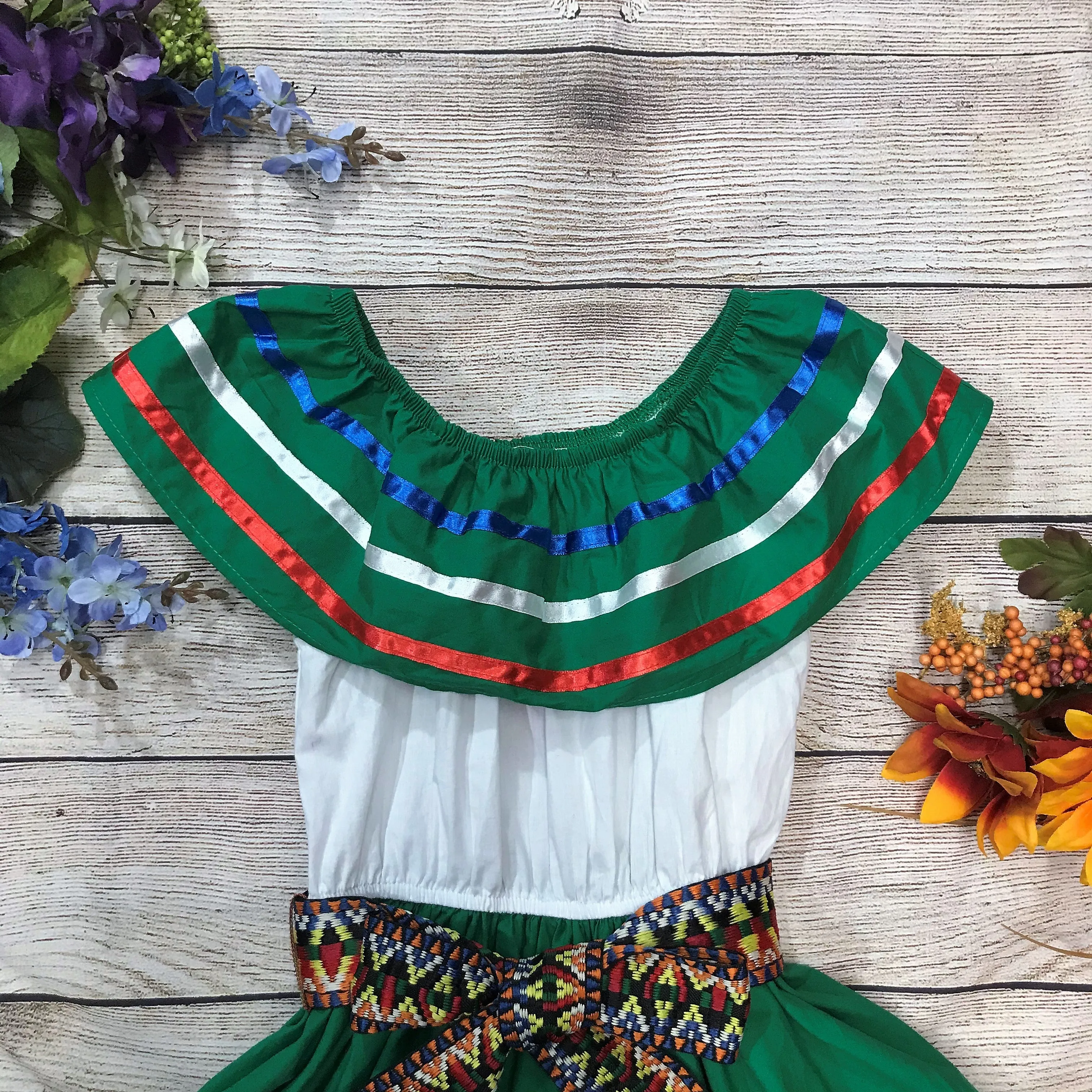 unik Girl's Fancy Traditional Mexican Cinco De Mayo Fiesta Dress Size 4-14