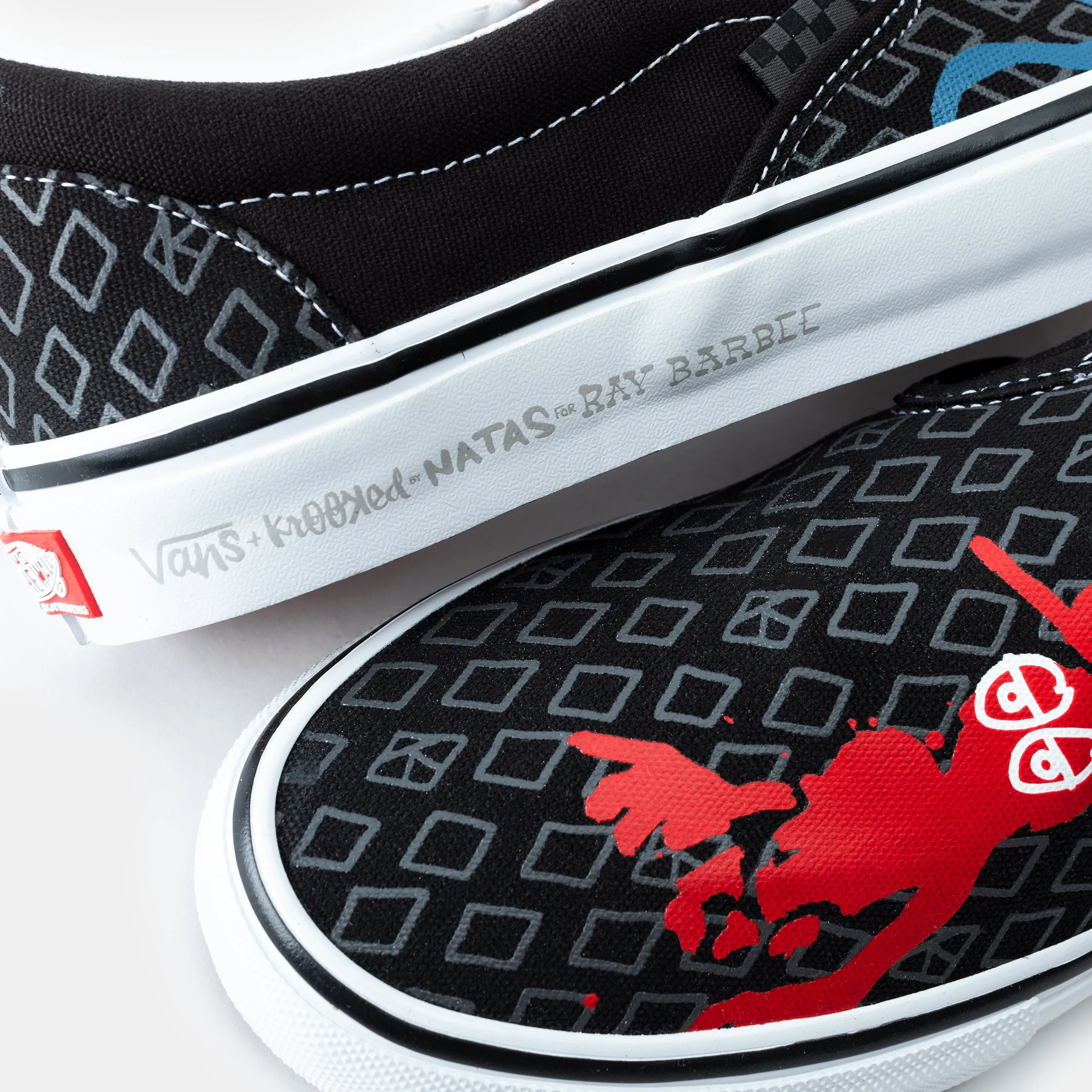 VANS X KROOKED SKATE SLIP-ON - BY NATAS FOR RAY - BLACK/WHITE