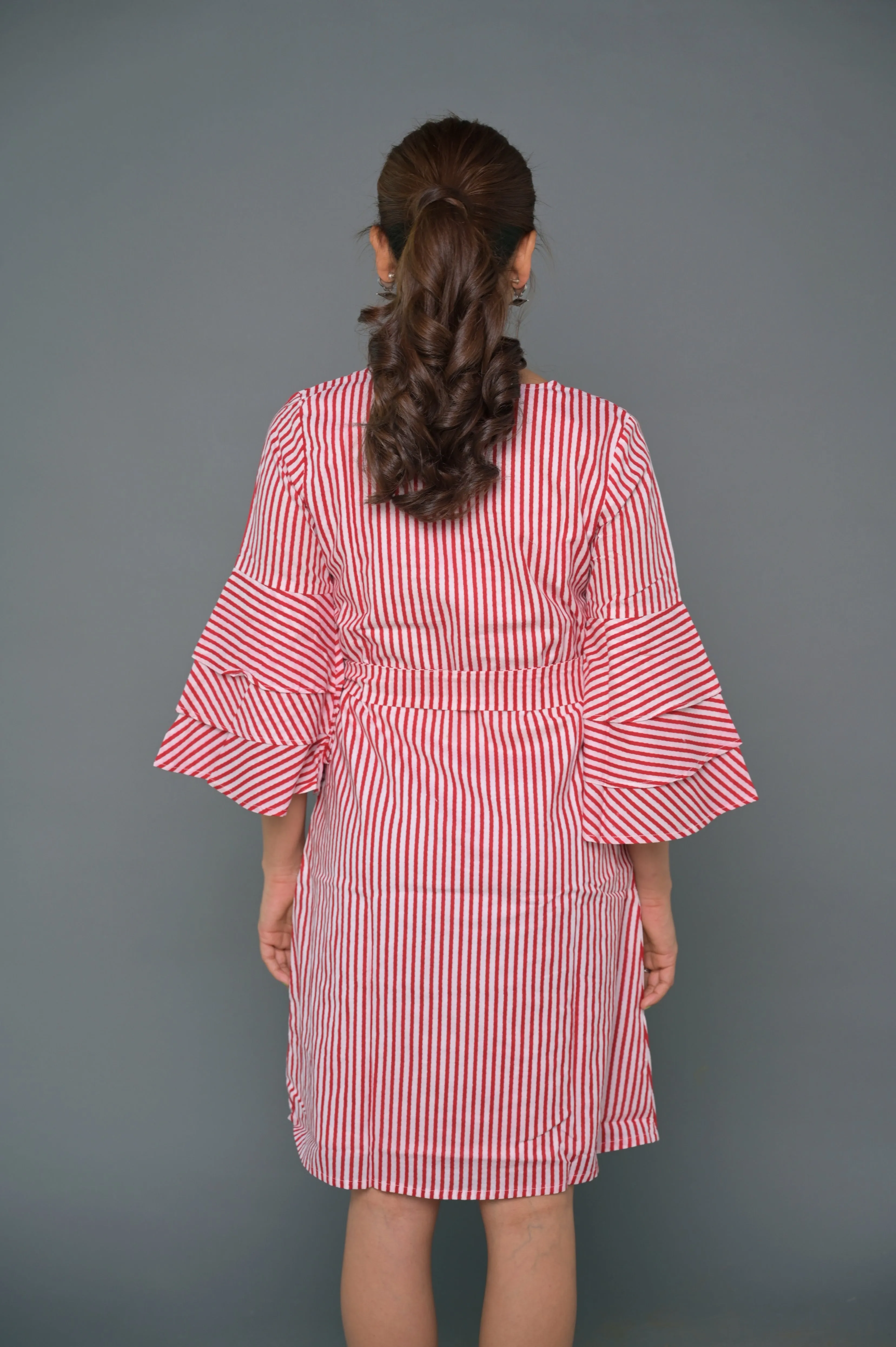 White & Red 'Spectacular' Striped Cotton Dress