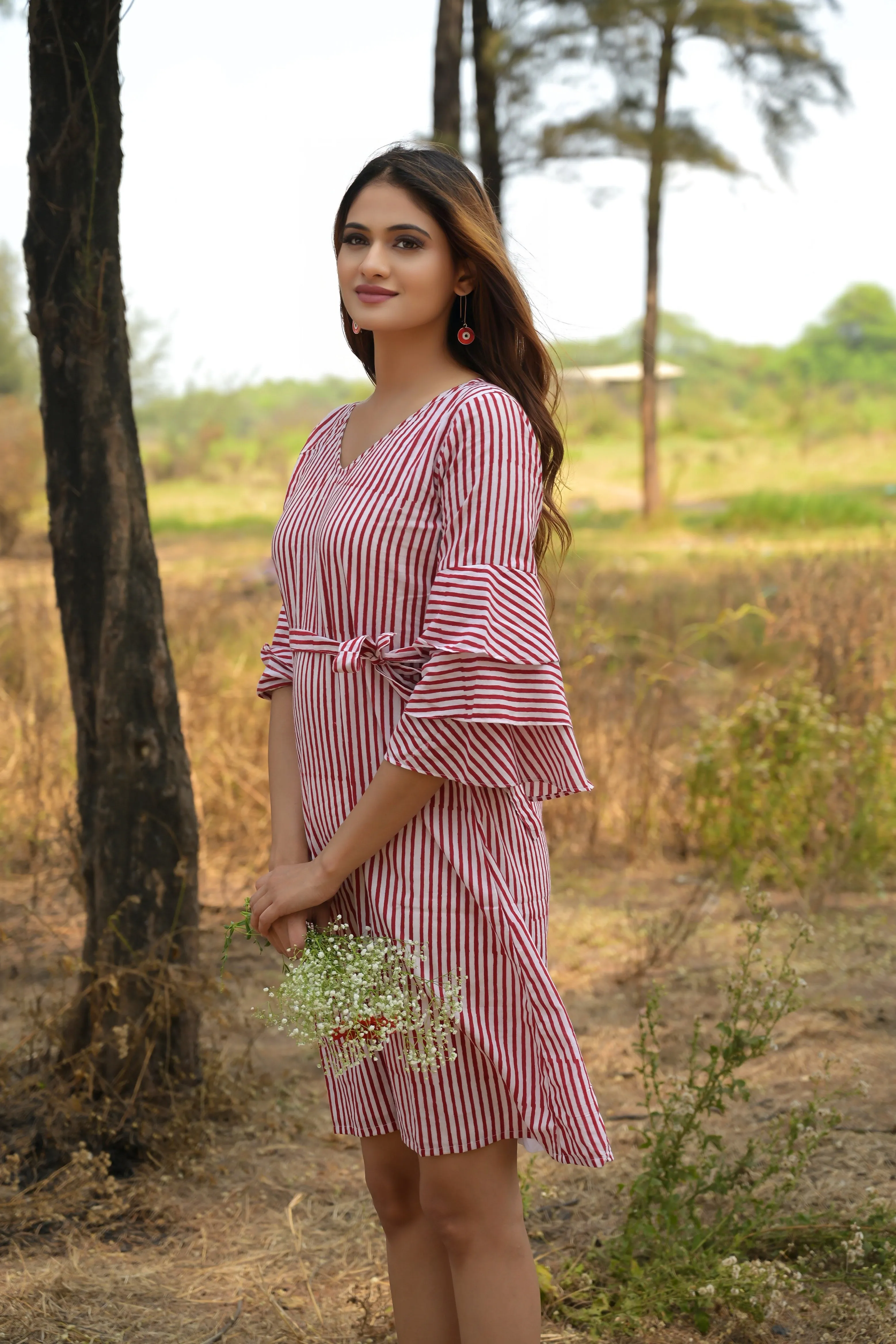 White & Red 'Spectacular' Striped Cotton Dress