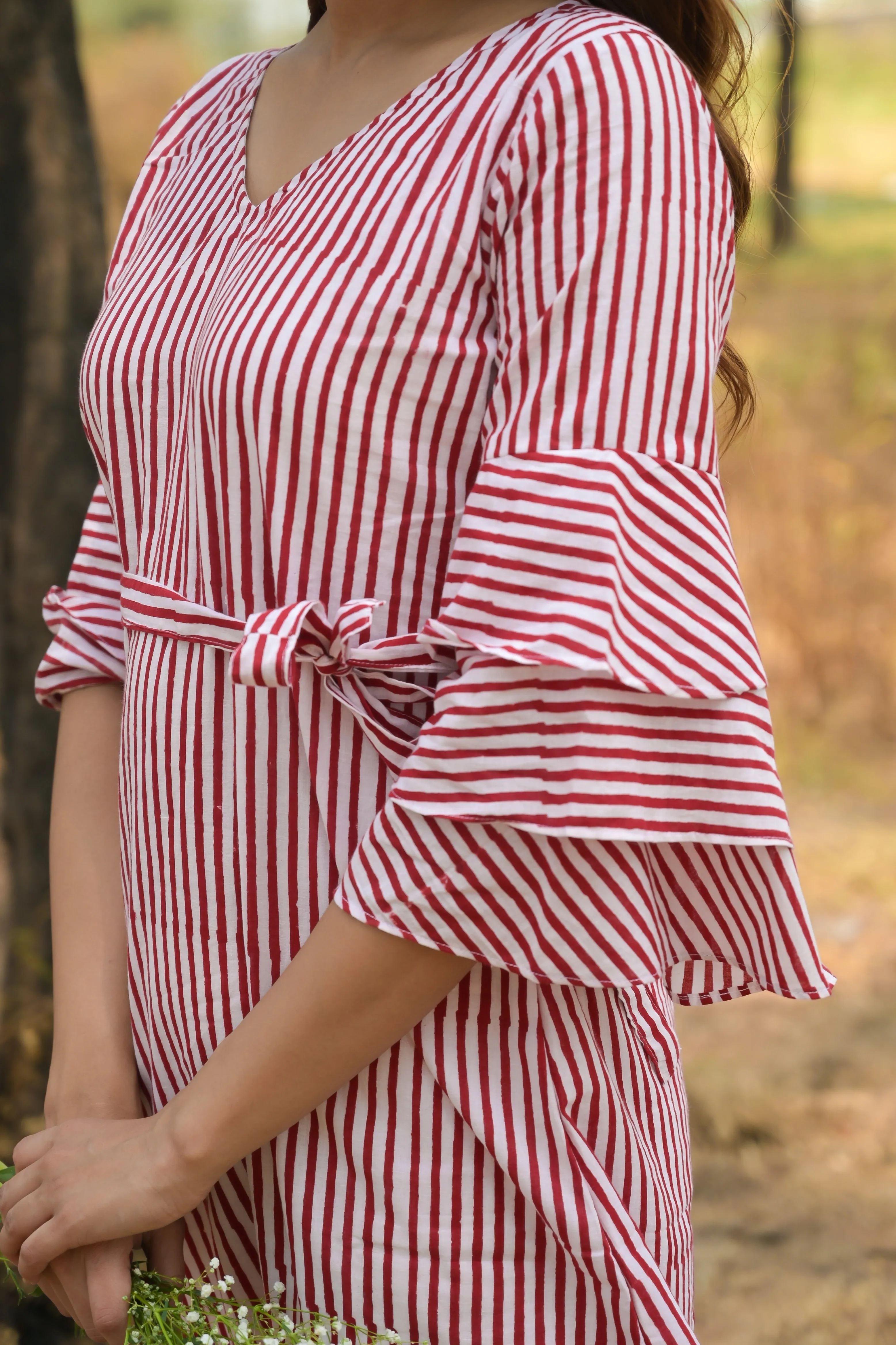White & Red 'Spectacular' Striped Cotton Dress