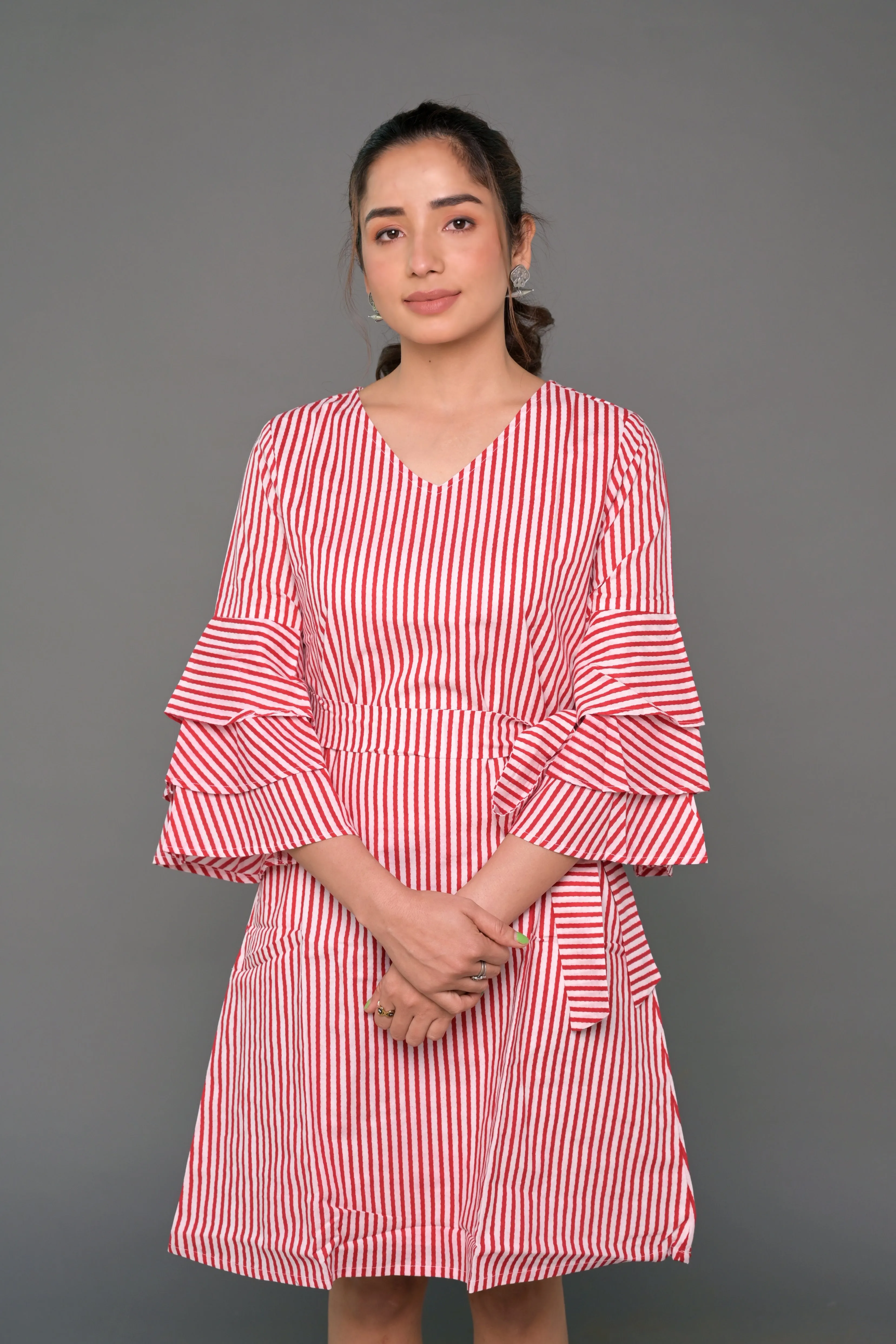 White & Red 'Spectacular' Striped Cotton Dress