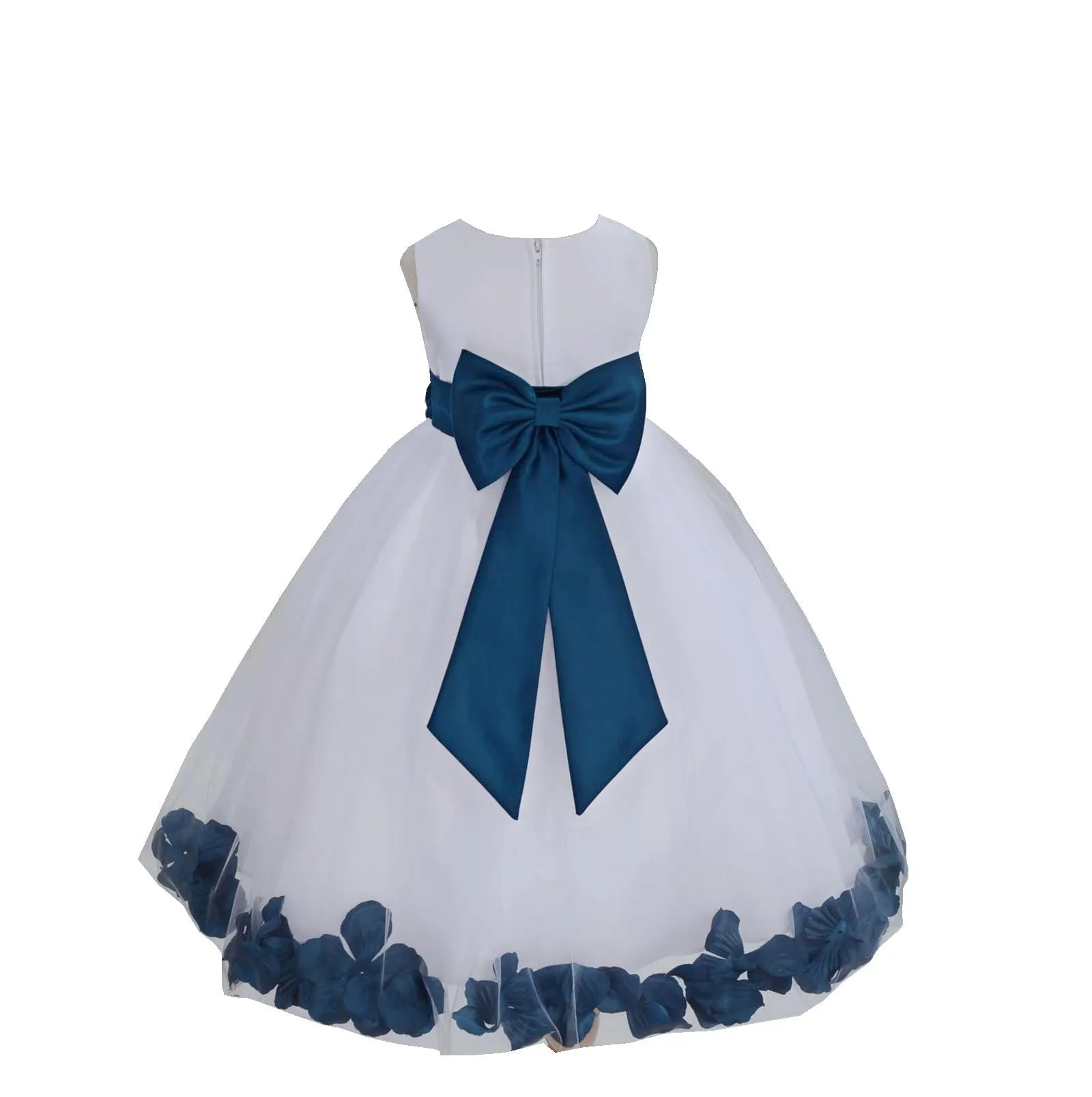 White Elegant Bridesmaid Pageant Special Occasions Rose Petals Flower Girl Dress 302T(2)