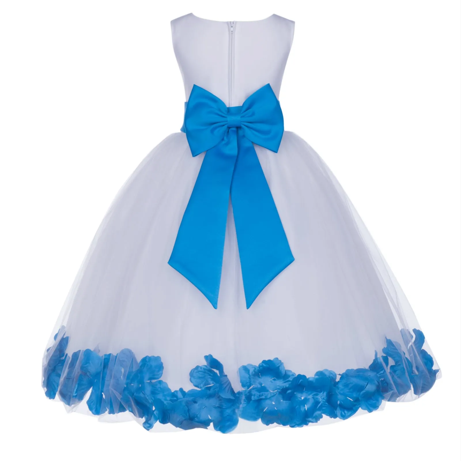 White Elegant Bridesmaid Pageant Special Occasions Rose Petals Flower Girl Dress 302T(4)