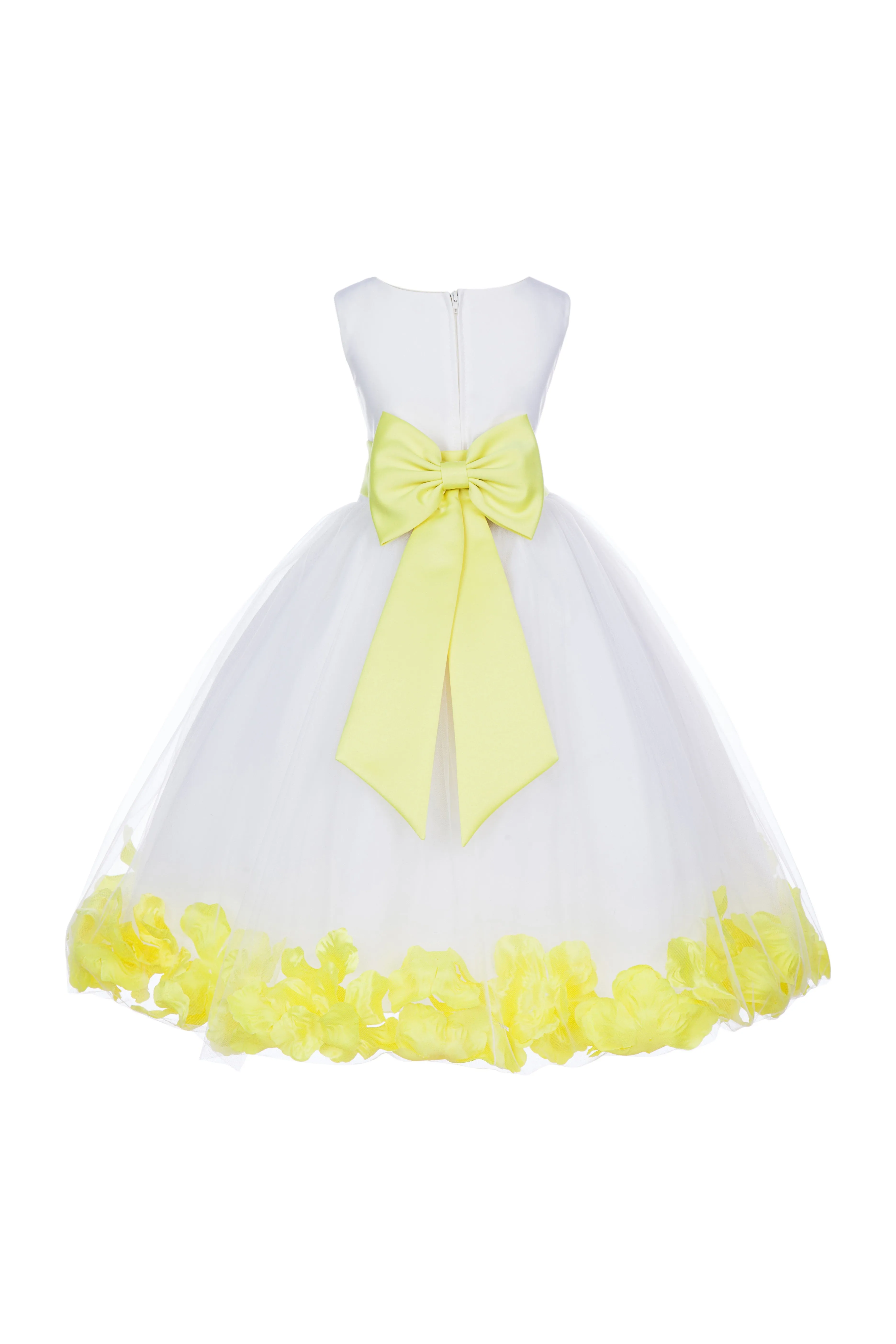 White Elegant Bridesmaid Pageant Special Occasions Rose Petals Flower Girl Dress 302T(4)