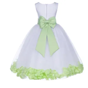 White Elegant Bridesmaid Pageant Special Occasions Rose Petals Flower Girl Dress 302T(5)