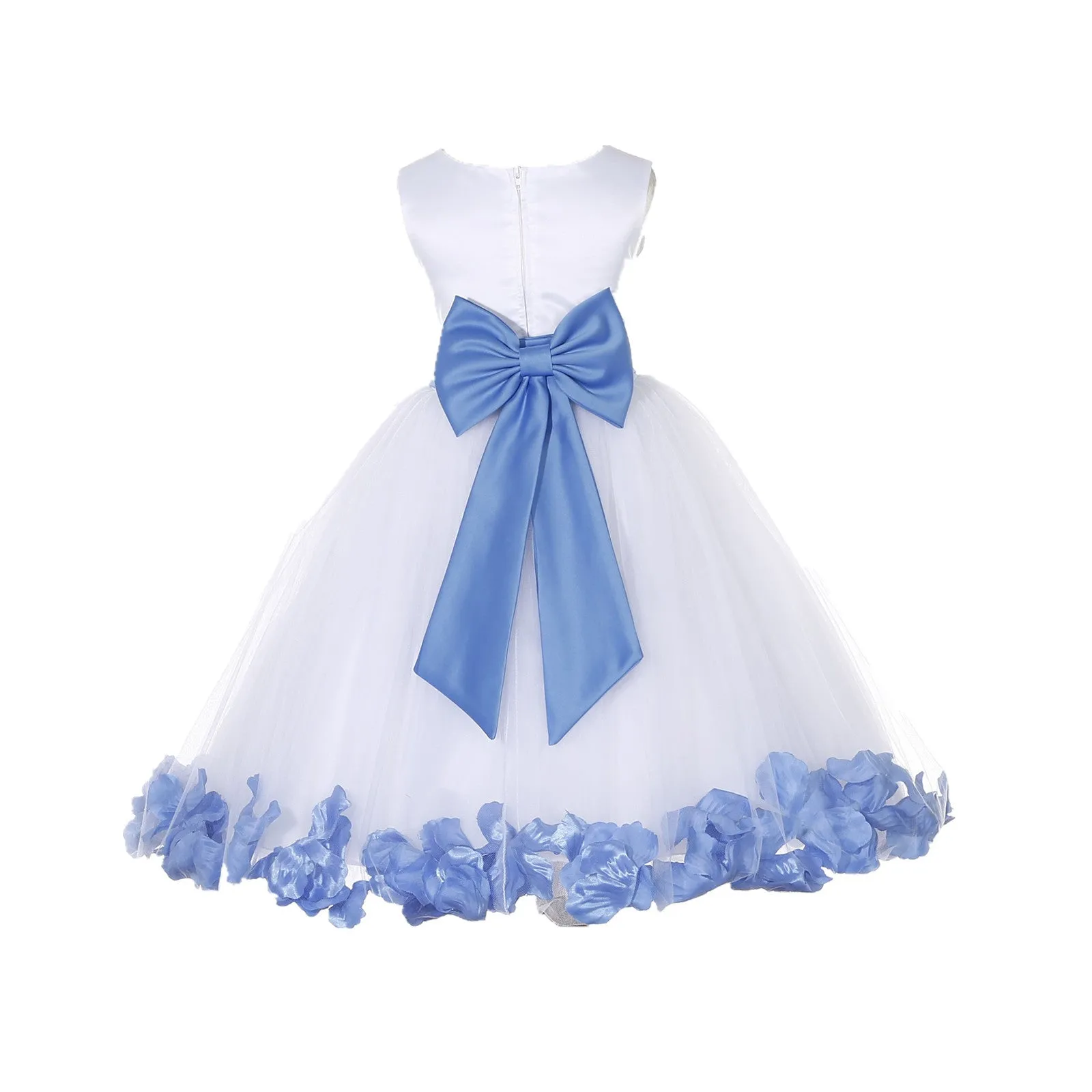 White Elegant Bridesmaid Pageant Special Occasions Rose Petals Flower Girl Dress 302T(5)