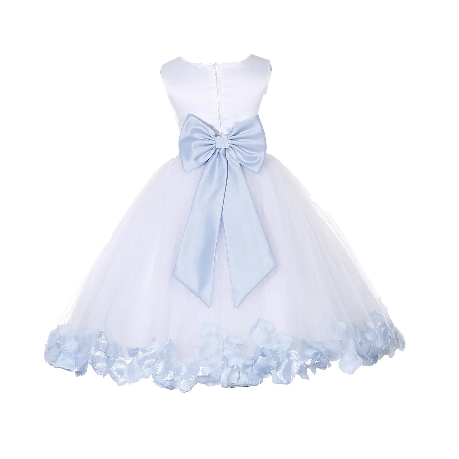 White Elegant Bridesmaid Pageant Special Occasions Rose Petals Flower Girl Dress 302T(5)