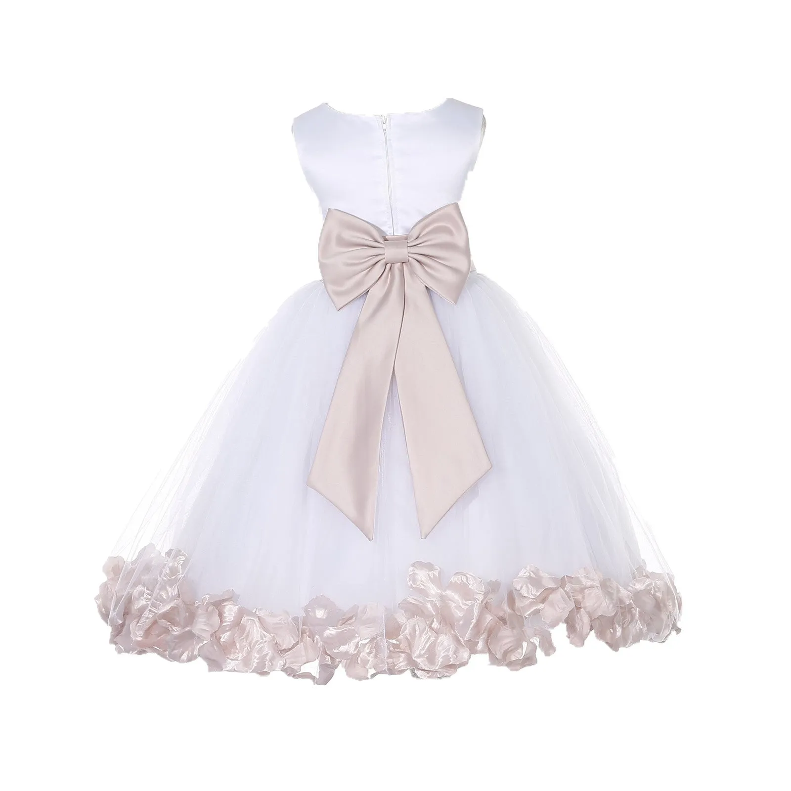 White Elegant Bridesmaid Pageant Special Occasions Rose Petals Flower Girl Dress 302T(5)