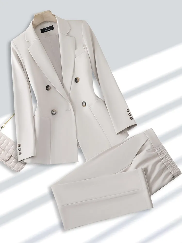 Women's Blazer And Trouser 2-Piece Set Office Business Set