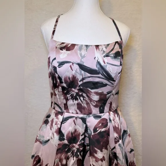 Xtraordinary hi-lo formal gown dress pink purple floral sleeveless spring pastel